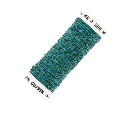 Au ver à soie Metallic braided embroidery thread 16 - Turquoise (029) x10m