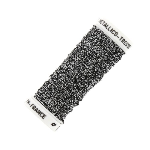 Au ver à soie Metallic braided embroidery thread 16 - Silver Black (19) x10m