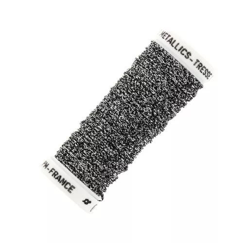 Au ver à soie Metallic braided embroidery thread 16 - Silver Black (19) x10m