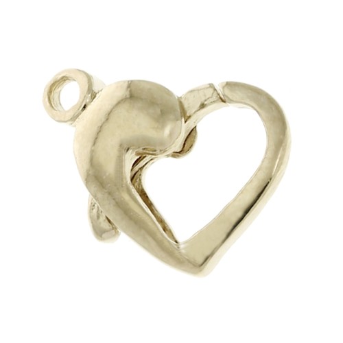 13mm Heart Lobster Clasp for bracelet or necklace - 3 micron Gold Plated x1