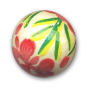 Wooden round bead 19mm Ecru/Green x1|raw }}