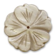 Mother-of-Pearl Flower 41 mm Light Grey Iridescent x1