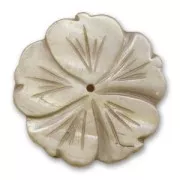 Mother-of-Pearl Flower 41 mm Light Grey Iridescent x1