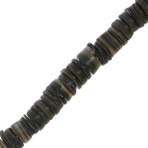 5mm Shell Round Heishi beads - Brown x40 cm