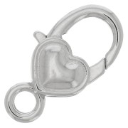 Lobster claw clasp Heart 27mm  Rhodium tone  x1