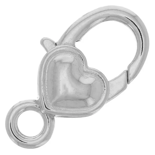 Lobster claw clasp Heart 27mm  Rhodium tone  x1