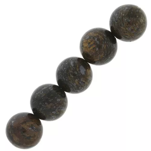 10mm Gemstone round beads Bronzite x5