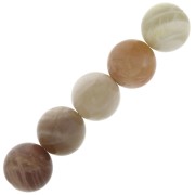 10mm Gemstone round beads Moonstone Pink Mix x5