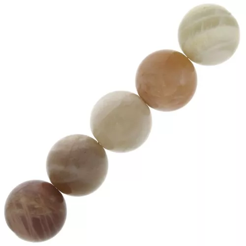 10mm Gemstone round beads Moonstone Pink Mix x5