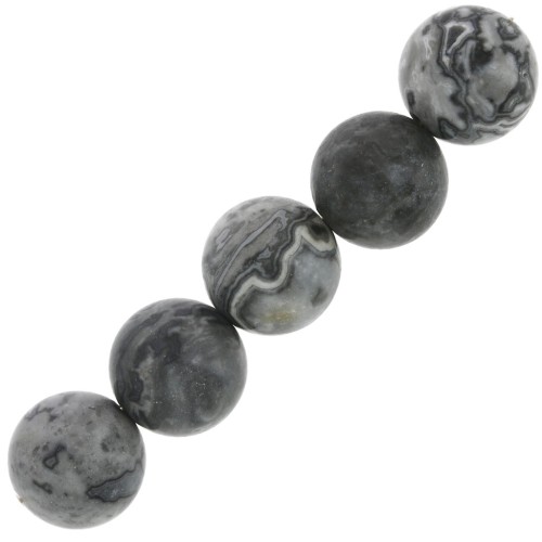 6mm Round gemstone beads - Map Stone x15