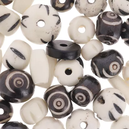 Set of bone beads Multicolours x35g