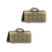 Crimp-end for ribbon 10mm Bronze tone x4