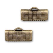 Crimp-end for ribbon 13mm Bronze tone x4|raw }}