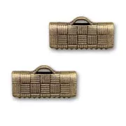 Crimp-end for ribbon 13mm Bronze tone x4