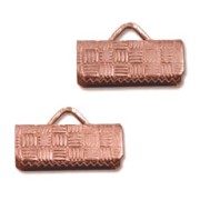 Crimp-end for ribbon 15mm Old copper tone x4