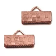 Crimp-end for ribbon 15mm Old copper tone x4