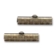 Crimp-end for ribbon 25mm Bronze tone x2|raw }}