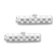 Crimp-end for ribbon 25mm Silver tone x2