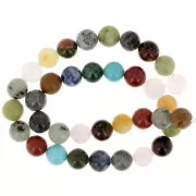 Mix of 10mm round beads in dyed gemstones x37cm