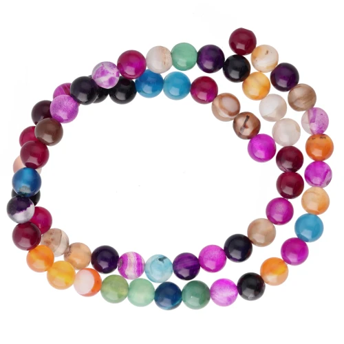 Assortment of 6.5 mm round gemstone beads, 36 cm
