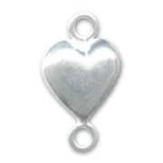 925 Sterling Silver Spacer Heart 2 rings 14x8mm x1