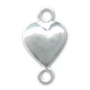 925 Sterling Silver Spacer Heart 2 rings 14x8mm x1