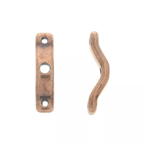 18x4mm 3-hole BowTrio spacers - Antique Copper Tone x10