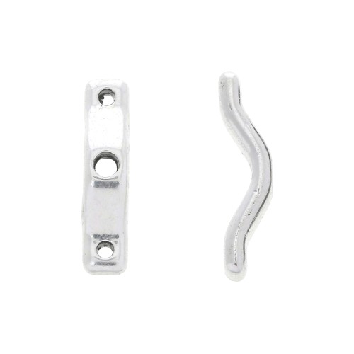 18x4mm 3-hole BowTrio spacers - Antique Silver Tone x10