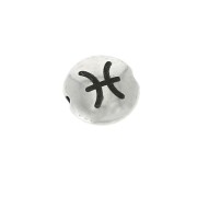 8mm Round flat metal bead - Zodiac Sign Pisces - Antique Silver Tone x1|raw }}
