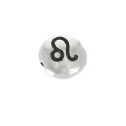 8mm Round flat metal bead - Zodiac Sign Leo - Antique Silver Tone x1|raw }}