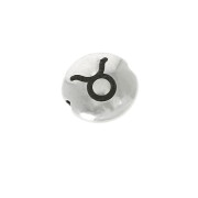 8mm Round flat metal bead - Zodiac Sign Taurus - Antique Silver Tone x1|raw }}