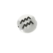8mm Round flat metal bead - Zodiac Sign Aquarius - Antique Silver Tone x1|raw }}