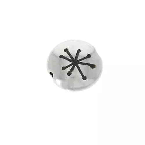 8mm Round flat metal bead - Constellation - Antique Silver Tone x1