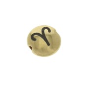 8mm Round flat metal bead - Zodiac Sign Aries - Gold Tone x1|raw }}