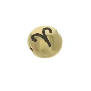 8mm Round flat metal bead - Zodiac Sign Aries - Gold Tone x1