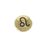 8mm Round flat metal bead - Zodiac Sign Leo - Gold Tone x1|raw }}