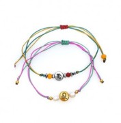 8mm Round flat metal bead - Zodiac Sign Cancer - Gold Tone x1