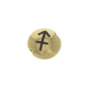8mm Round flat metal bead - Zodiac Sign Sagitarius - Gold Tone x1|raw }}