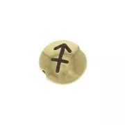 8mm Round flat metal bead - Zodiac Sign Sagitarius - Gold Tone x1