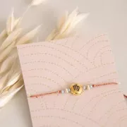 8mm Round flat metal bead - Heart - Gold Tone x1