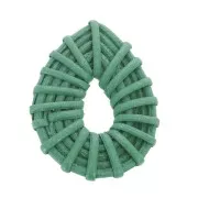 45x35mm Braided wood drop pendant - Pearl Effect Green x1