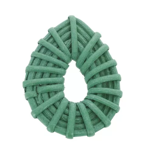 45x35mm Braided wood drop pendant - Pearl Effect Green x1