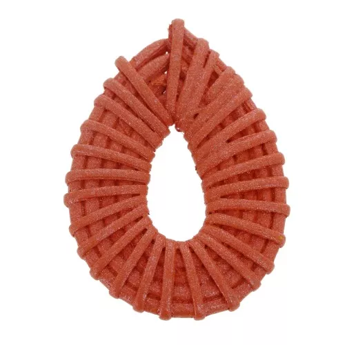 45x35mm Braided wood drop pendant - Pearl Effect Coral x1