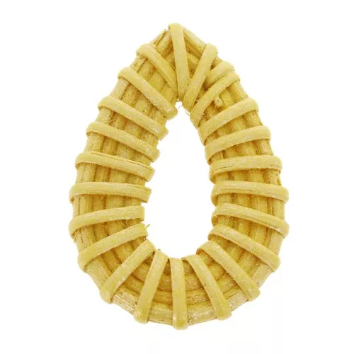 45x35mm Braided wood drop pendant - Pearl Effect Yellow x1