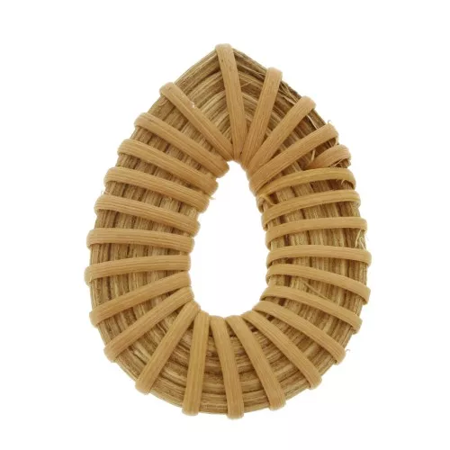 45x35mm Braided wood drop pendant - Natural x1