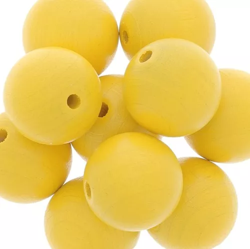 Wooden round bead 20mm Safran x5