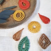 40mm Braided wood ring pendant - Natural x1