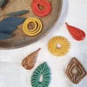 40mm Braided wood ring pendant - Natural x1