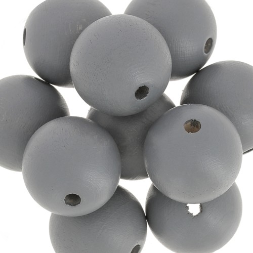 Wooden round bead 20mm Grey x5