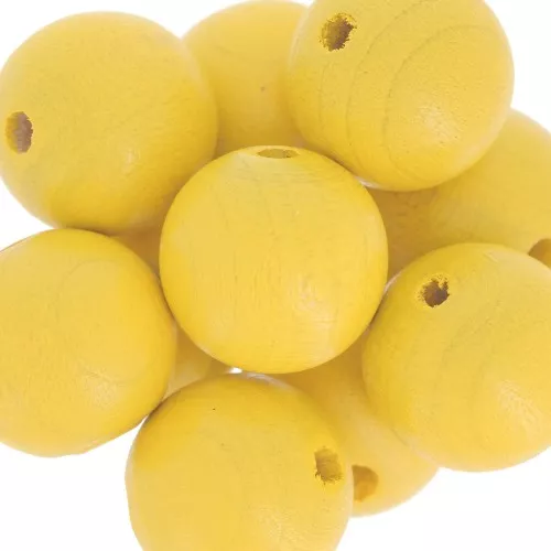 Wooden round beads 15mm Safran x5